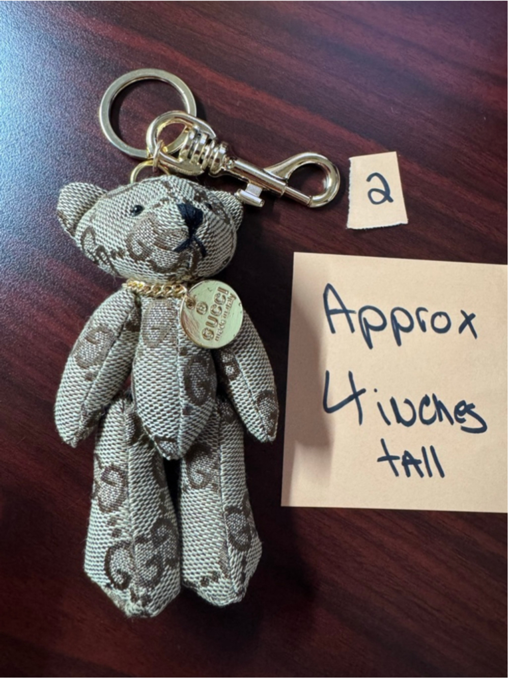 Handmade Gucci Canvas Teddy Bear Bag Charm Keychain w/ COA OOAK - Picture 2 of 6